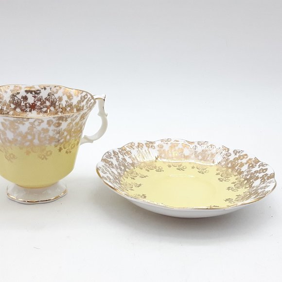 Yellow Tea Cup & Saucer by Royal Albert Cascade Series - Picture 5 of 11